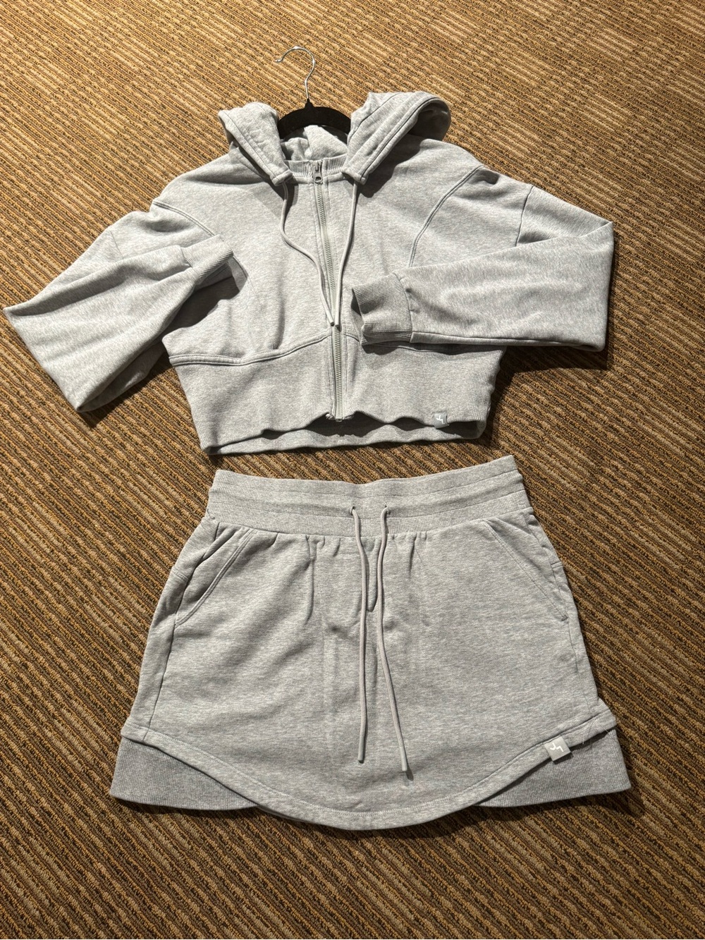 Cropped Hoodie and Drawstring Skort in Gray